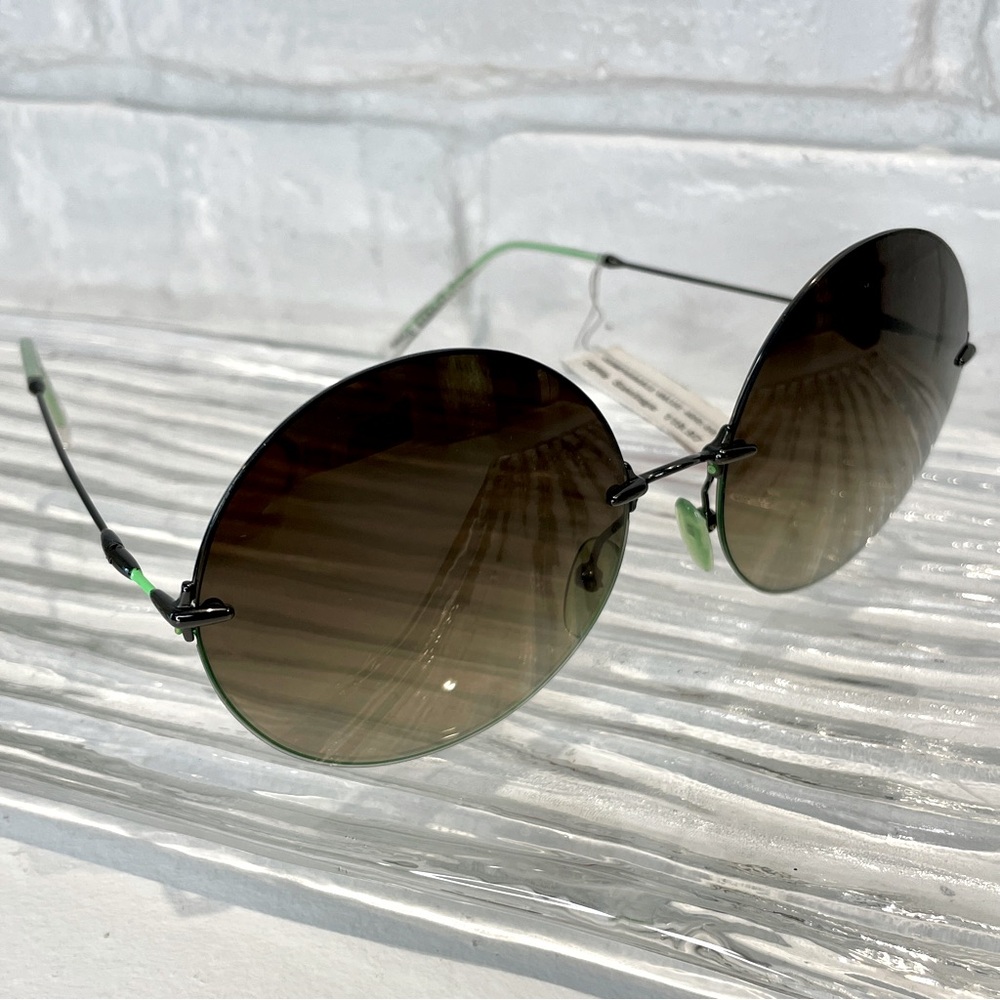 Christopher Kane Round Sunglasses, Wire Frame, CK0001S, Lime Green + Black, NWT